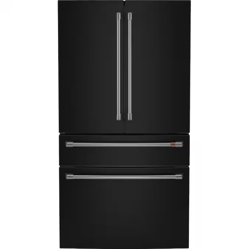 Standard-Depth Matte White with Brushed Bronze Handles 28.7-Cu Ft 4 -Door 36-In Wide Smart Compatible French Door Refrigerator with Ice Maker with Water Dispenser ( Matte White with Brushed Bronze Handles ) ENERGY STAR Certified